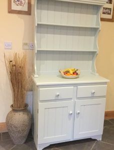 This is a pine dresser painted in a beautiful colour called Shabby Timeless