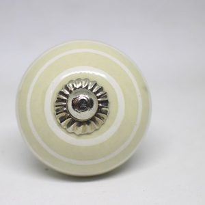 KOH00052 Pale Cream Round Knob With White Stripes